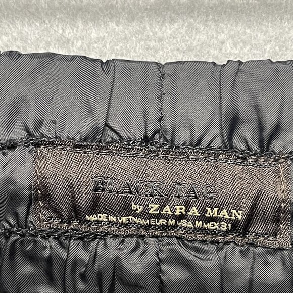 Zara Man Linen Jogger Pants With Ribbed Cuffs M Black - Picture 2 of 6